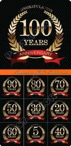 Anniversary Gold Labels vector