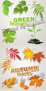Leaves Stickers Vector