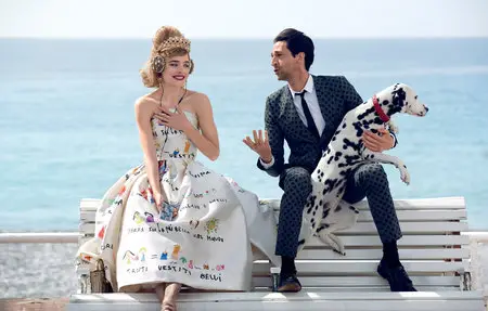 Natalia Vodianova and Adrien Brody by Peter Lindbergh for Vоgue US July 2015