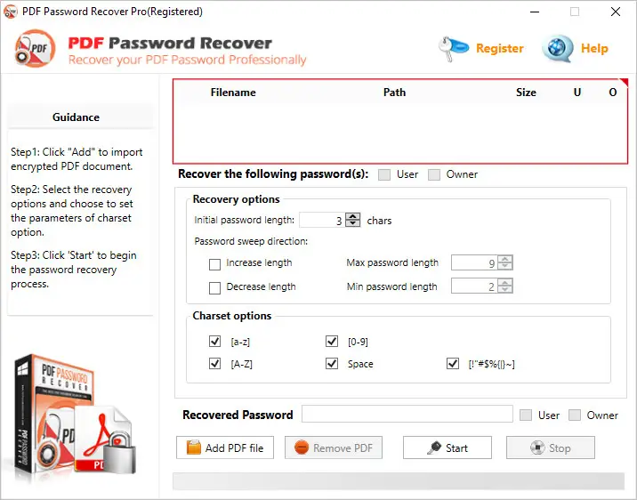 password pdf recover