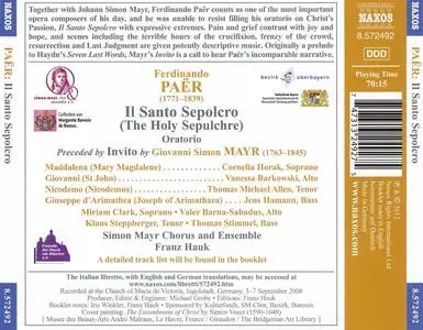 Franz Hauk, Simon Mayr Ensemble - Ferdinando Paër: Il Santo Sepolcro (2012)