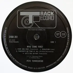 Pete Townshend - Who Came First (UK Track Original) Vinyl rip in 24 Bit/96 Khz + CD format