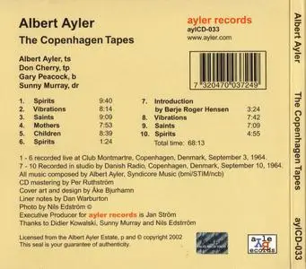 Albert Ayler - The Copenhagen Tapes (1964) {Ayler Records ‎aylCD-033 rel 2002}