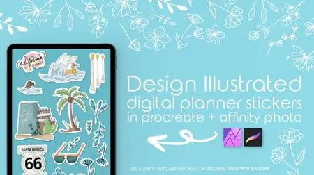 Design Illustrative Stickers in Procreate + Affinity Photo for Digital Scrapbooking and Planning