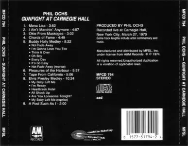Phil Ochs - Gunfight at Carnegie Hall (1975) [MFSL MFCD 794]