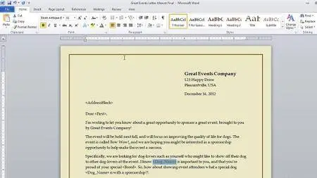 Word 2010: Creating a Mail Merge