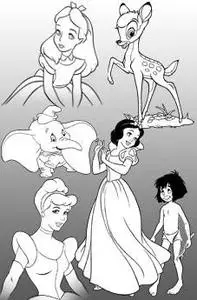 313 Disney Clipart B&W