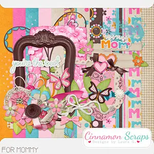 Scrap Kit: For Mommy and  4 Vintage Flower Clusters