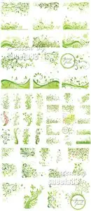 Green Floral Elements Vector