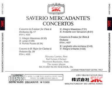 Saverio Mercadante - Concertos for Flute Clarinet & Horn 