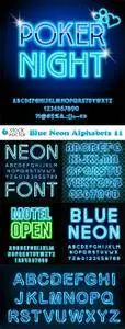 Vectors - Blue Neon Alphabets 11