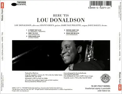 Lou Donaldson - Here 'Tis (1961) [RVG Edition, 2008] Repost