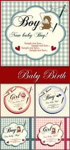 Baby Birth Invitations Vector