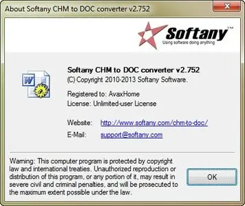 Softany CHM to DOC Converter 2.752