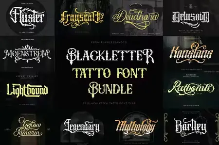 Blackletter Tattoo Font Bundle - 10 Premium Fonts