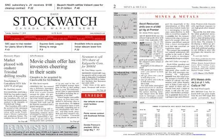 Stockwatch - Canada Daily – December 17, 2019