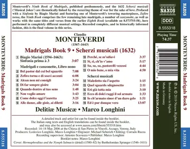 Marco Longhini, Delitiæ Musicæ - Claudio Monteverdi: Madrigals Book 9; Scherzi Musicali (2019)