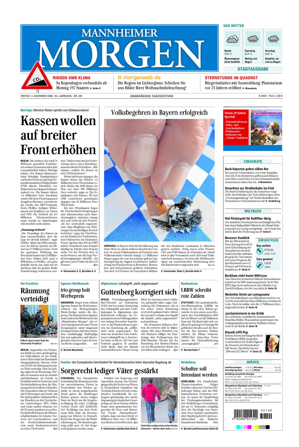 Mannheimer Morgen vom 4. Dezember 2009