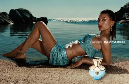 Bella Hadid & Hailey Bieber by Harley Weir for Versace’s Dylan Turquoise and Dylan Blue women’s fragrances