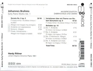 Brahms - Rittner - Early Piano Works Vol.1 {Germany 2008}
