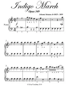 «Indigo March Easy Piano Sheet Music» by Johann Strauss Jr