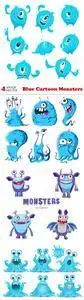 Vectors - Blue Cartoon Monsters