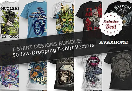 InkyDeals - T-shirt Designs Bundle: 50 Jaw-Dropping T-shirt Vectors