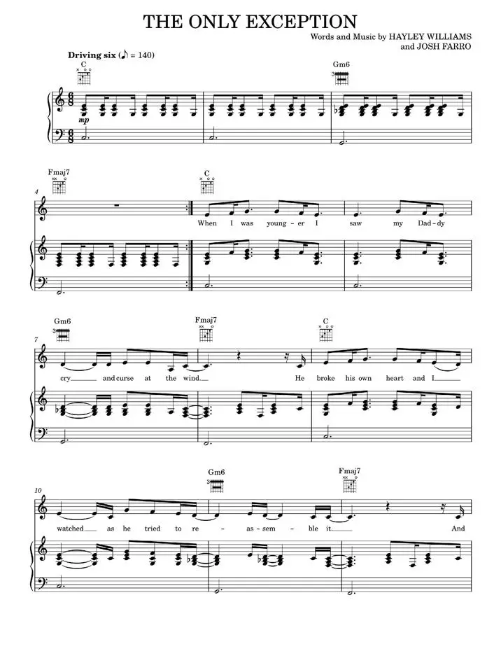 The Only Exception - B.o.B., B.o.B. featuring Hayley Williams, Hayley Williams (Piano-Vocal-Guitar)