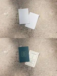 Overhead Mockup of Two Vertical Business Card 544817599