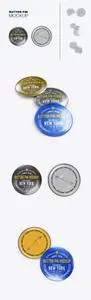 Standard Metallic Button Pins Mockup