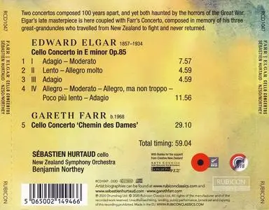 Sébastien Hurtaud, Benjamin Northey, New Zealand Symphony Orchestra - Gareth Farr, Edward Elgar: Cello Concertos (2020)
