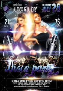 Flyer PSD Template - Disco Party plus FB Cover