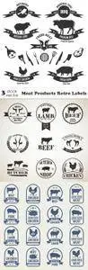 Vectors - Meat Products Retro Labels