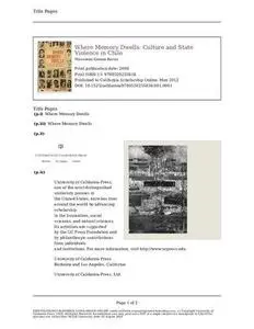 Where Memory Dwells: Culture and State Violence in Chile