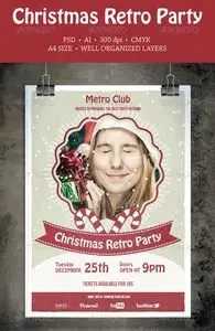 GraphicRiver Christmas Retro Party Flyer
