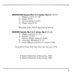 Arrau in Concert II · Beethoven Sonata No. 3 Op.2/3 · Brahms Sonata No. 3 Op.5 [Live]  [Re-up]
