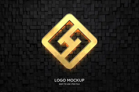 FP - Logo mockup on dark brick wall 29090650