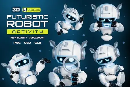 Futuristic Robot Activity 3D Illustrations JZ23MP6
