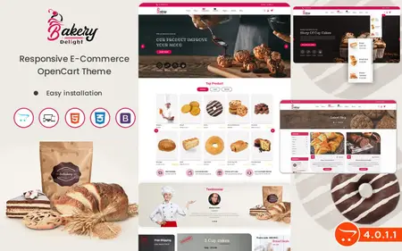 Bakery Delight - Opencart 4.0.1.1 Template for Bakery Owners Selling Pastry, Sweets, Bakery Items...