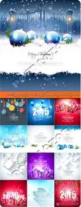 2015 Happy New Year and Merry Christmas holiday vector background 2