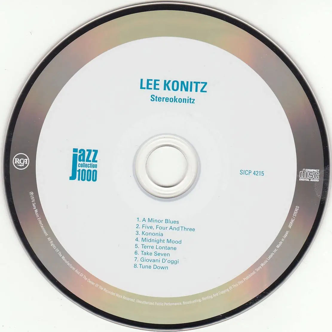 Lee Konitz - Stereokonitz (1968) {2014 Japan Jazz Collection 1000 Columbia-RCA Series SICP 4215}