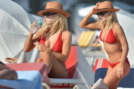 Emma Rigby - Bikini beach candids in Miami January 12, 2013