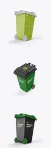 Set Plastic Rubbish Bin Mockup - NH8CRN4