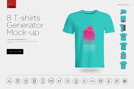 CreativeMarket - 8 T-Shirt with One Click Mock-up