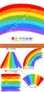Rainbow watercolor illustration vector