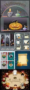 Vector Set Halloween Backgrounds and Elements