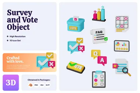 EE - 3D Icon Survey and Voting Illustration FHF23VY