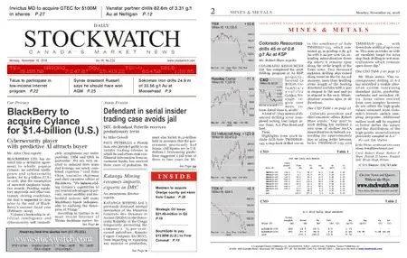Stockwatch - Canada Daily – November 19, 2018