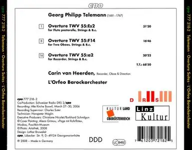 Carin van Heerden, L'Orfeo Barockorchester - Georg Philipp Telemann: 3 Orchestral Suites (2008)