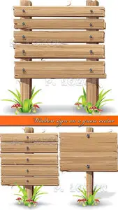 Wooden sign on a grass vector